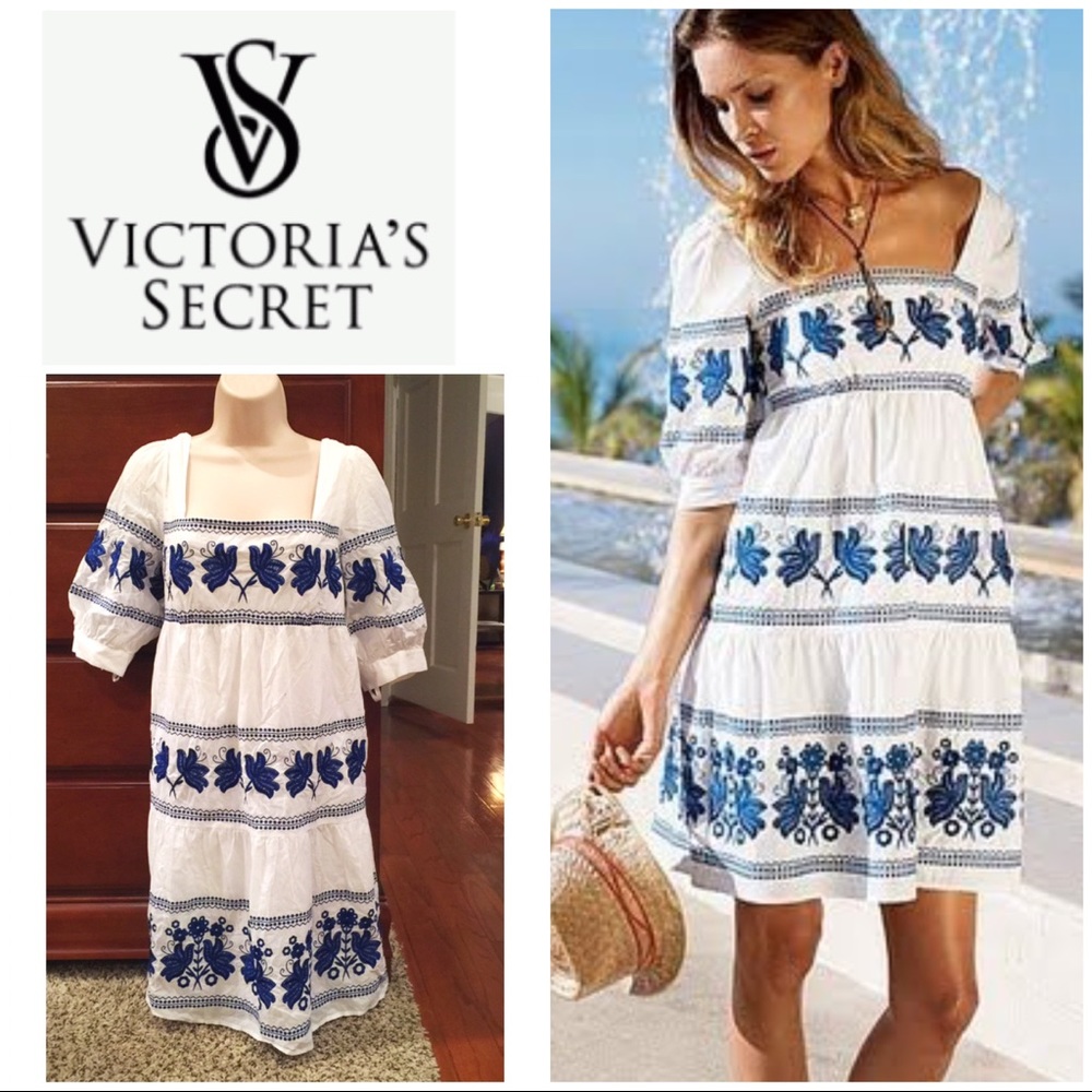 Victoria's Secret mode int.White peasant emb dress